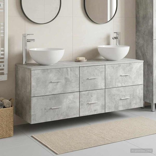 vidaXL Set kabinetov do kúpeľne 3 ks Betónovo sivá 49,5 x 41 x 64,5 cm