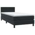 vidaXL Posteľný rám boxspring s matracom a LED čierny 90x220 cm zamat