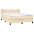 vidaXL Posteľný rám boxspring s matracom krémový 140x200 cm látka