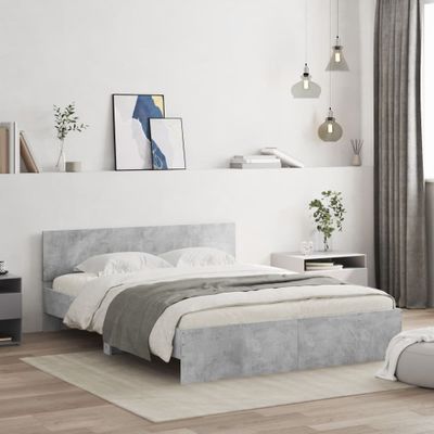 vidaXL Posteľný rám s čelom betónovo sivý 150x200 cm