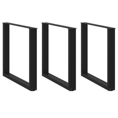 vidaXL Nohy k jedálenskému stolu v tvare U, 3 ks, čierne, 90 x (72-73) cm, oceľové