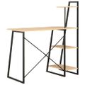 vidaXL Písací stôl s policami, čierny a dubový 102x50x117 cm