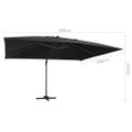 vidaXL Závesný slnečník s LED a hliníkovou tyčou 400x300 cm, čierny