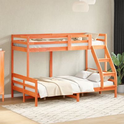 vidaXL Poschodová posteľ 80x200/120x200 cm voskovohnedá masív.borovica