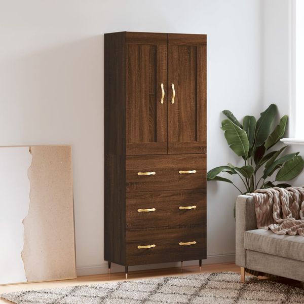 vidaXL Vysoká skrinka hnedý dub 69,5x34x180 cm spracované drevo