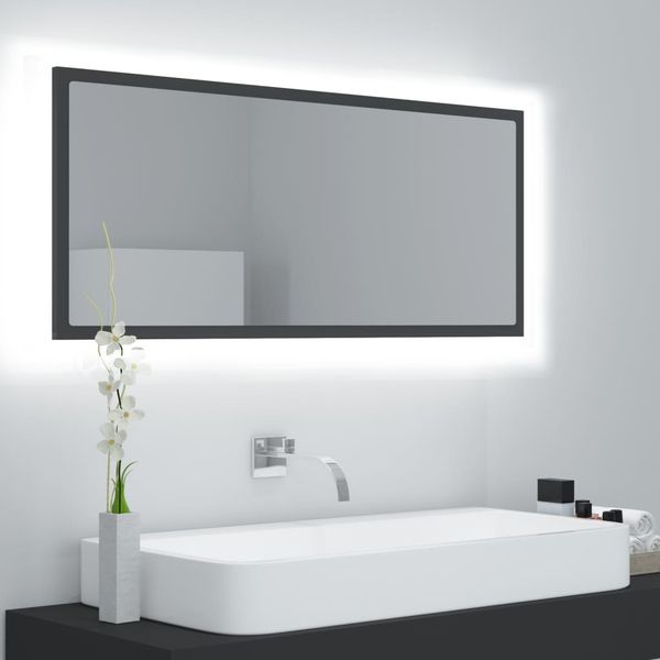 vidaXL Kúpeľňové LED zrkadlo sivé 100x8,5x37 cm akryl