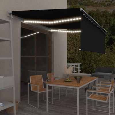 vidaXL Automatická markíza tienidlo&LED&senzor vetra antracitová