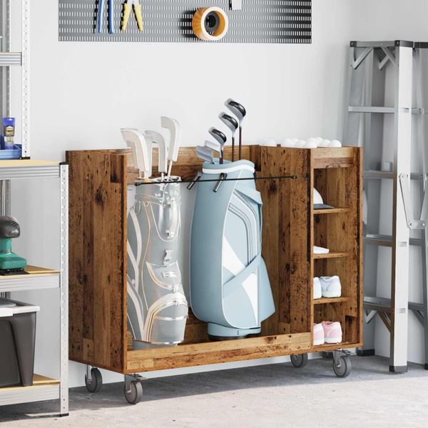 vidaXL Golfová skriňa s kolesom Staré drevo 120 x 45 x 98 cm