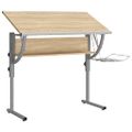 vidaX Písací stôl sonoma a sivý 110x53x(58-87)cm spracované drevo oceľ