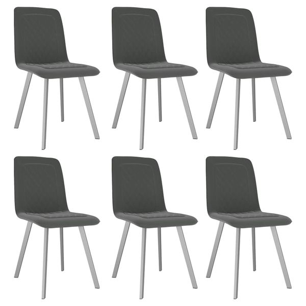 vidaXL Jedálenské stoličky 6 ks, sivé, zamat