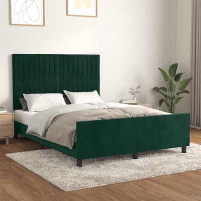 vidaXL Posteľ bez matraca tmavozelený 140x190 cm zamat