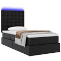 vidaXL Postel s úložným prostorem a LED svetlom Čierna 90 x 190 cm