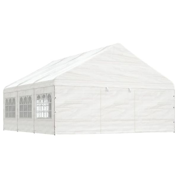 vidaXL Altánok so strechou, biely 6,69x5,88x3,75 m, polyetylén