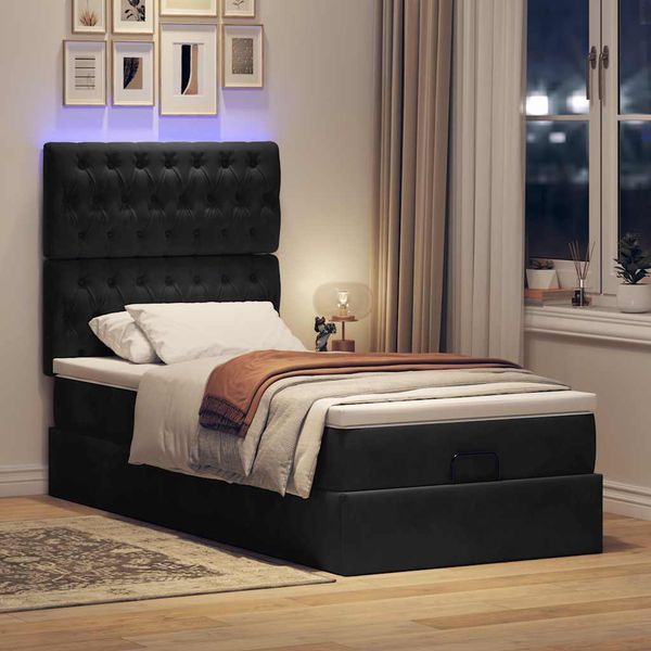 vidaXL Osmanský rám postele s matracmi čierna 100x200 cm zamat