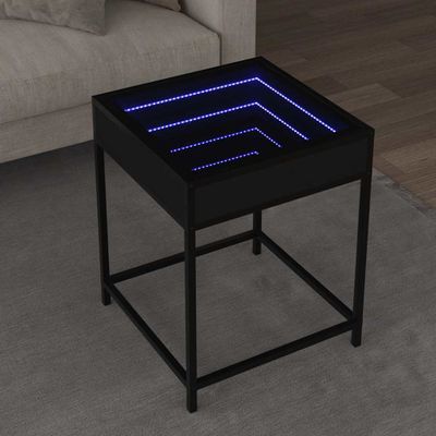 vidaXL Nočný stolík s nekonečnými LED čierny 40x40x51 cm