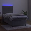 vidaXL Posteľ boxsping s matracom a LED bledosivá 90x200 cm zamat
