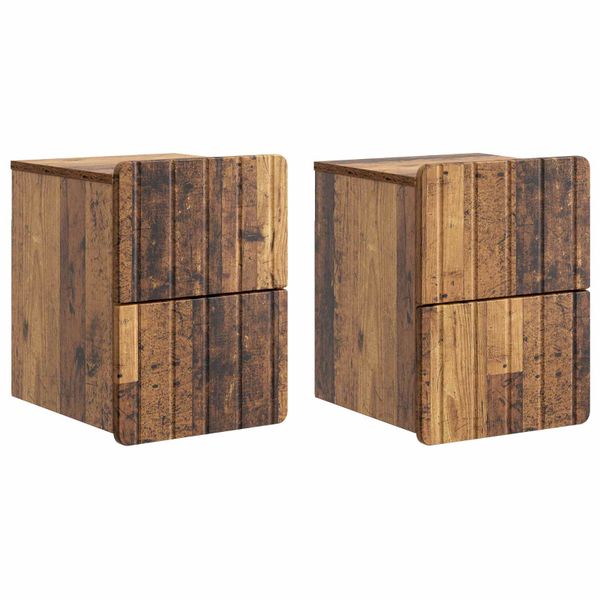 vidaXL Nástenná nočná skrinka 2 pcs Staré drevo 33 x 34,5 x 43 cm