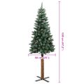 vidaXL Úzky vianočný stromček, pravé drevo a biely sneh, zelený 150 cm