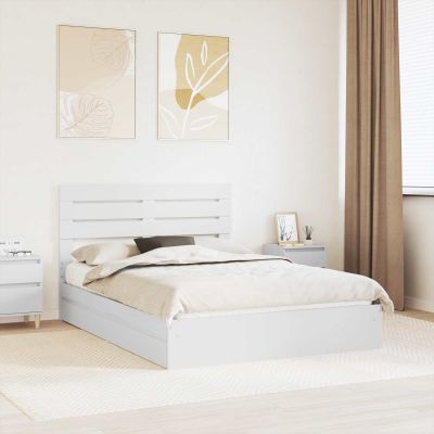 vidaXL Úložná posteľ so zásuvkou Biela 160 x 200 cm Kompozitné drevo