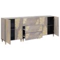 vidaXL Set kabinetov do kúpeľne 3 ks 180 x 33 x 75 cm Šedá a zlatá