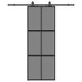 vidaXL Posuvné dvere s kovaním čierne 76x205 cm tvrdené sklo
