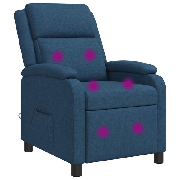 vidaXL Masážne relaxačné kreslo Modrá Látka
