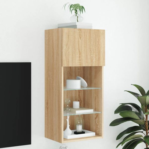vidaXL TV skrinka s LED svetlami dub sonoma 40,5x30x90 cm
