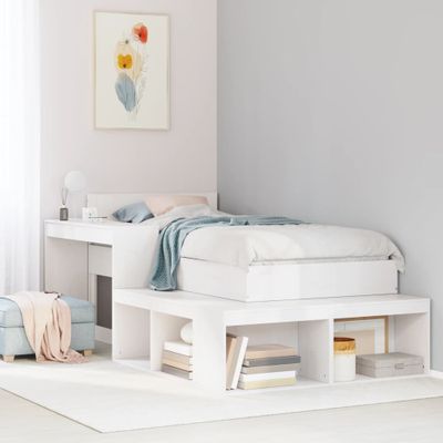 vidaXL Nočný stolík s písacím stolom, biely 232x112x75 cm, borovica