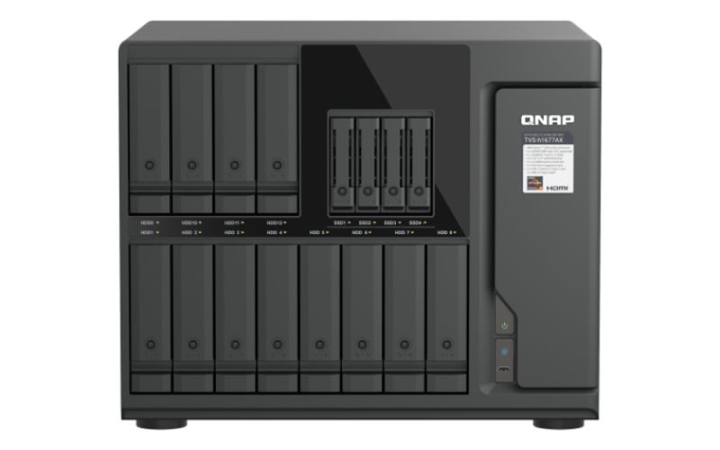 QNAP TVS-h1677AX-R5-16G (AMD Ryzen 5, ZFS, 16GB DDR5 RAM, 12x 3,5'' + 4x 2,5'', 2x 2,5GbE, 2x 10GbE)