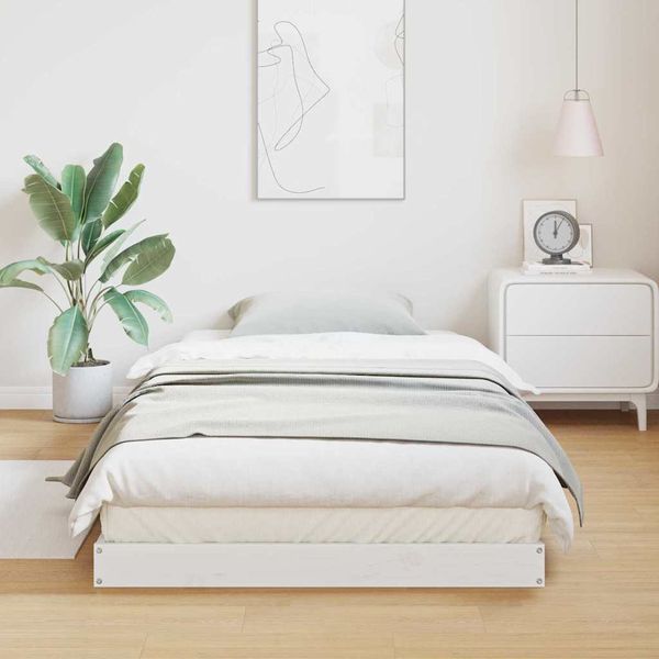 vidaXL Posteľový rám Biela 100 x 220 cm Masívne borovicové drevo