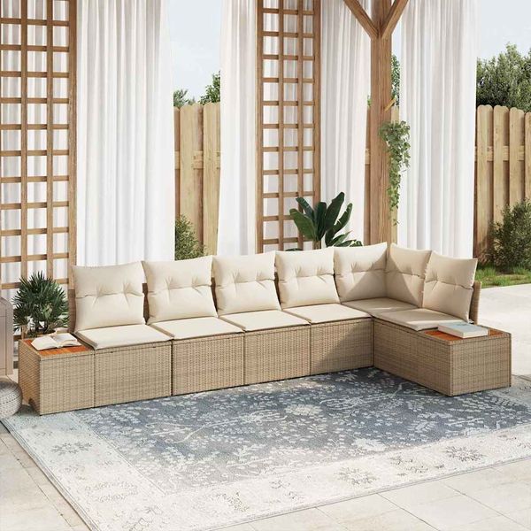 vidaXL Súprava záhradných pohoviek 6 pcs Béžová a krémová Polyratan
