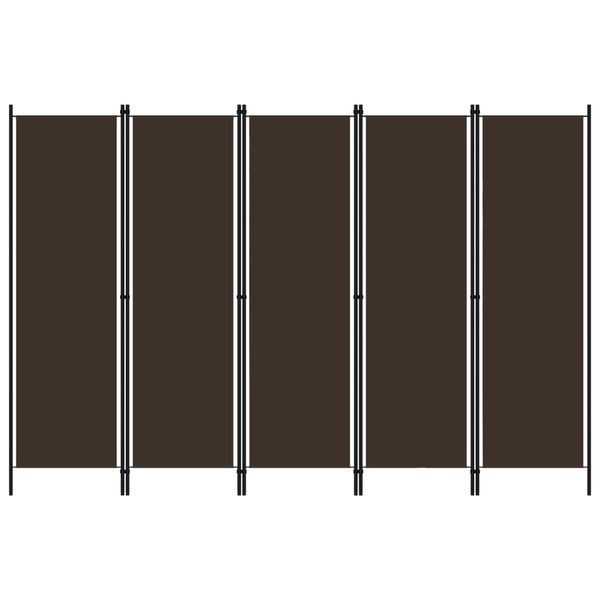 vidaXL 5-panelový paraván hnedý 250x180 cm