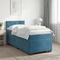 vidaXL Posteľ boxspring s matracom Tmavomodrá 90 x 190 cm Zamat