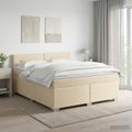 vidaXL Posteľ boxspring s matracom Krémová 140 x 200 cm Látka
