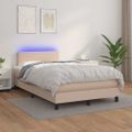 vidaXL Boxspring posteľ matrac a LED kapučínová 120x200 cm umelá koža