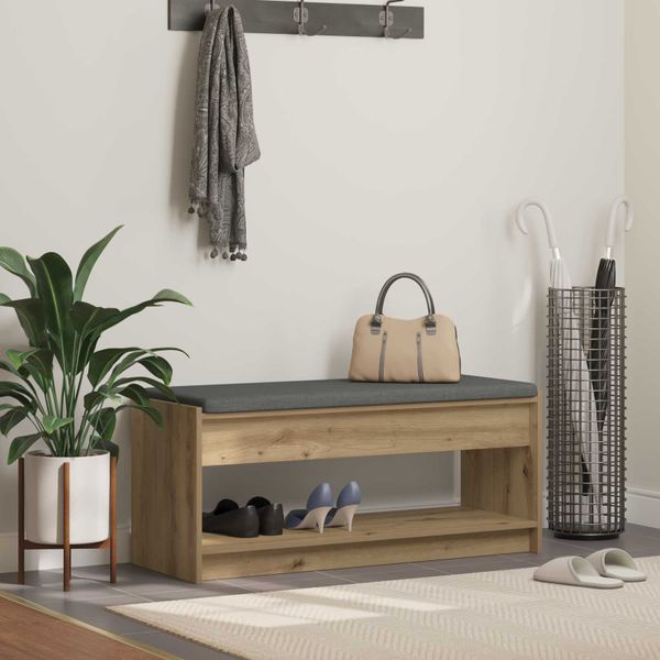 vidaXL Lavica na topánky s vankúšom Dub artisan 103 x 38 x 45 cm