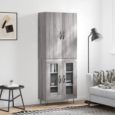 vidaXL Vysoká skrinka sivý dub sonoma 69,5x34x180 cm spracované drevo