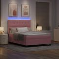 vidaXL LED box s pružinami s čelnou doskou Ružová 160 x 200 cm Zamat