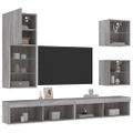 vidaXL 5-dielne TV nástenné skrinky s LED sivé sonoma kompozitné drevo