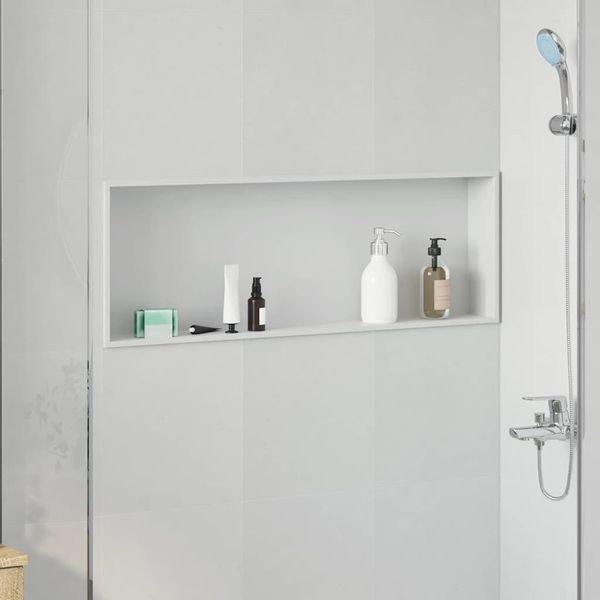 vidaXL Sprchový výklenok Biela 90 x 30 x 9,5 cm Nerezová oceľ