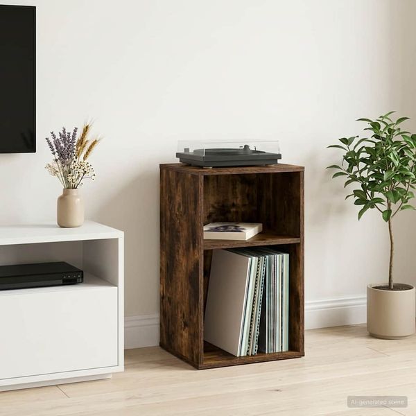 vidaXL Skrinka na gramofónové platne Dymový dub 38 x 33 x 61 cm