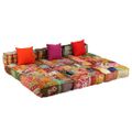 vidaXL 3-miestna modulárna taburetka, patchwork, látka