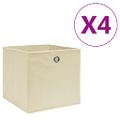 vidaXL Úložné boxy 4 ks, netkaná textília 28x28x28 cm, krémové