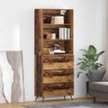 vidaXL Highboard Staré drevo 69,5 x 34 x 180 cm Kompozitné drevo