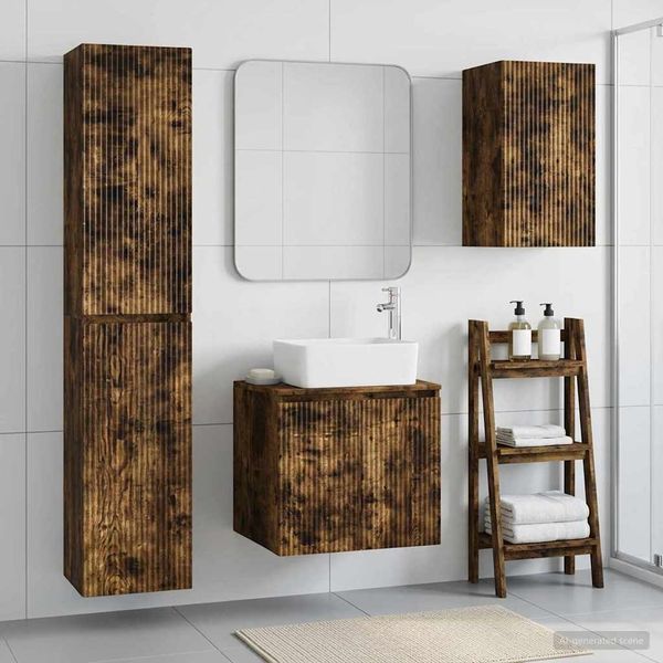 vidaXL Sada kúpeľňového nábytku 3 ks Dymový dub 33 x 34,5 x 160 cm