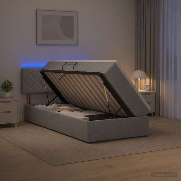 vidaXL LED úložná posteľ s matracom Svetlosivá 90 x 190 cm Látka