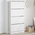 vidaXL Botník so 4 výklopnými zásuvkami biely 80x21x163,5 cm