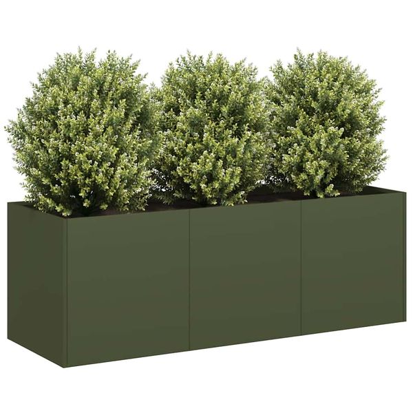 VidaXL kvetináč Olive Green 120x40x40 cm Oceľ valcovaná za studena
