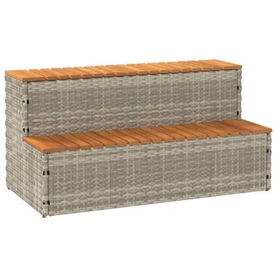 VidaXL vírivka Step svetlosivá 100x50x50,5cm polyratan a akácia