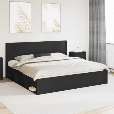 vidaXL Posteľový rám s úložným priestorom a čelom Čierna 180 x 200 cm